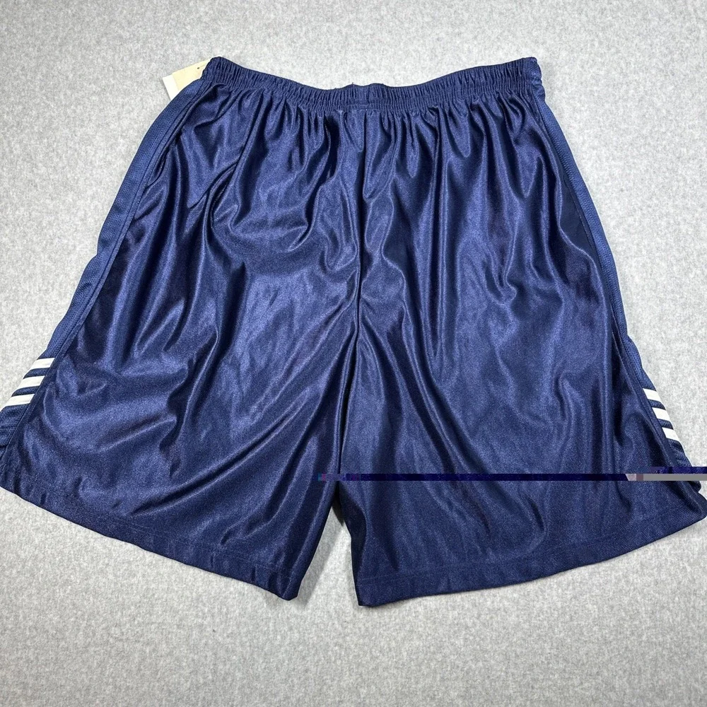 Vintage Y2K Adidas Basketball Shorts Men's XL Blue Dazzle Shiny Silky Satin‎ NWT